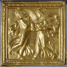 Square plaque with dancers