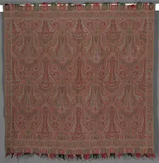 Square Reversible Shawl, c. 1865. Creator: Unknown