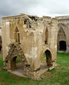 Square stone kiosk-mosque, Sultan Han Seljuk caravanserai, Sultanhani, Turkey, 13th century (1999). Creator: LTL