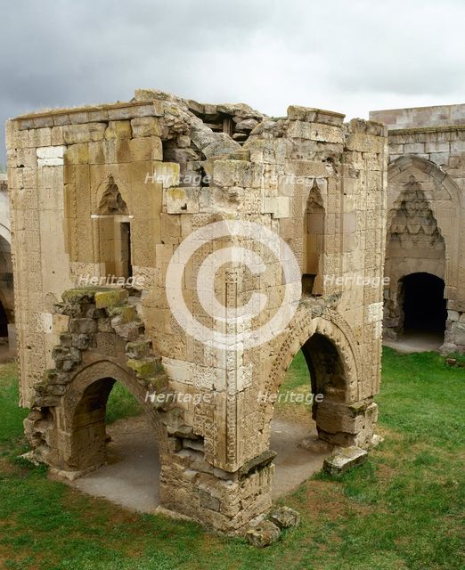 Square stone kiosk-mosque, Sultan Han Seljuk caravanserai, Sultanhani, Turkey, 13th century (1999). Creator: LTL.