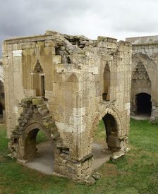 Square stone kiosk-mosque, Sultan Han Seljuk caravanserai, Sultanhani, Turkey, 13th century (1999). Creator: LTL