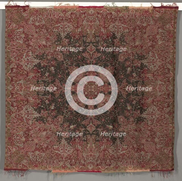Square Shawl with Quarter Shawl Layout, 1840s. Creator: Unknown.