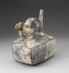 Square Spouted Vessel with Parrot Molded on Handle, A.D. 250/550. Creator: Unknown