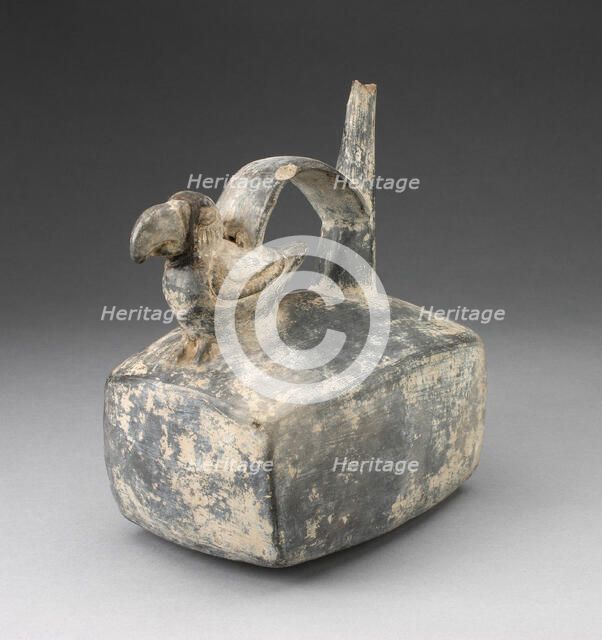Square Spouted Vessel with Parrot Molded on Handle, A.D. 250/550. Creator: Unknown.