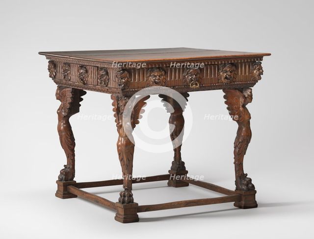 Square Table with Legs Carved as Winged Figures, 16th century. Creator: Unknown.