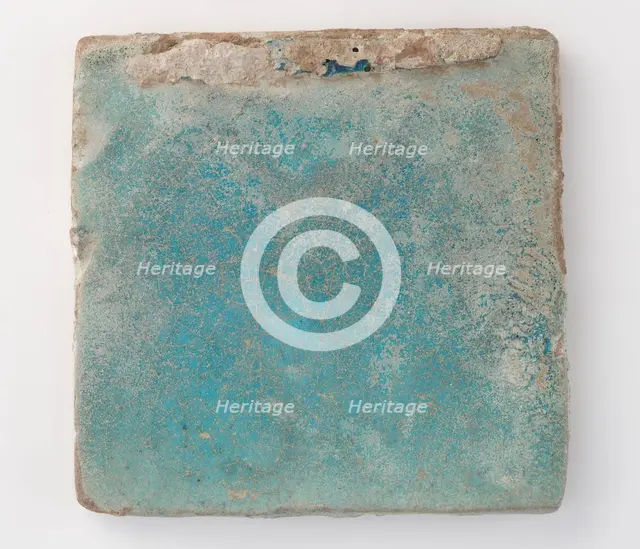 Square tile with slag attachments, 11th-12th century. Creator: Unknown.