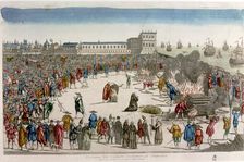 Square with the audience watching an execution The quemadero colored engraving