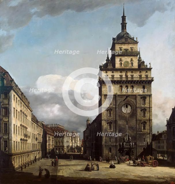 Square with the Kreuzkirche in Dresden, 1751. Creator: Bernardo Bellotto.