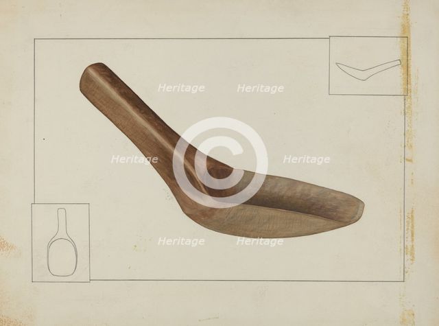 Square Wooden Spoon, c. 1937. Creator: Wilbur M Rice.
