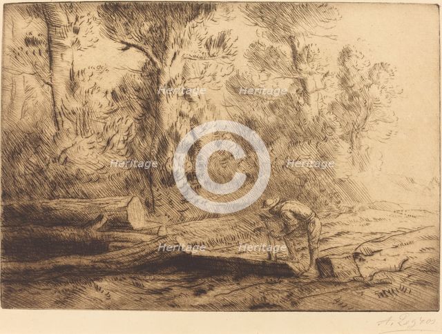 Squaring Logs (Homme que fend des buches). Creator: Alphonse Legros.