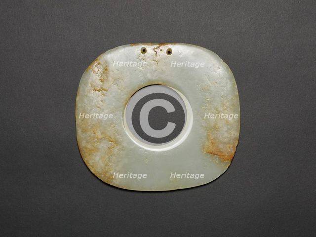 Squarish Disk with Rounded Corners, Neolithic period, Hongshan culture, c. 3000 B.C. Creator: Unknown.