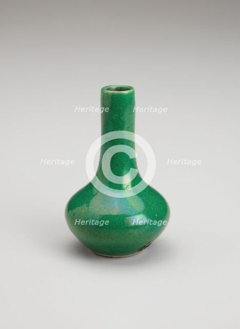 Squat green vase, 1700s. Creator: Unknown.