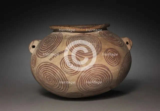 Squat Jar with Lug Handles, 4000-3000 BC. Creator: Unknown.