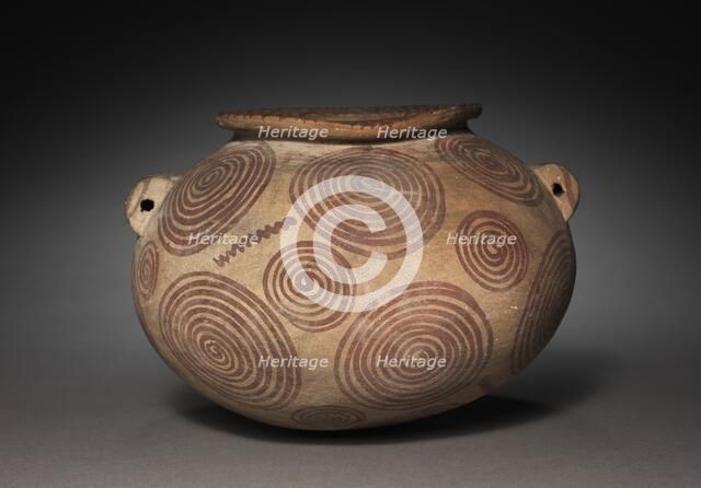 Squat Jar with Lug Handles, 4000-3000 BC. Creator: Unknown.