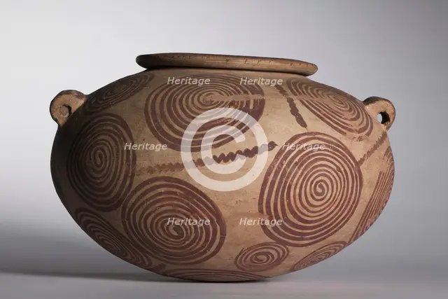 Squat Jar with Lug Handles, c. 3400-3300 BC. Creator: Unknown.