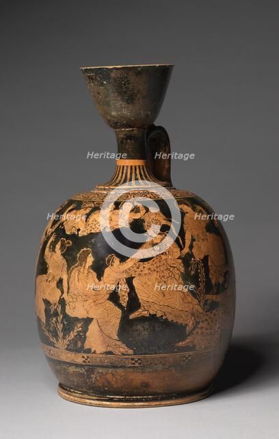 Squat Lekythos, c. 420-410 BC. Creator: Meidias Painter (Greek), attributed to.