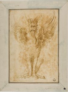 Squatting Monster with Human Head and Wings, n.d. Creators: Virgil Solis, Baccio del Bianco