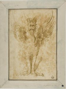 Squatting Monster with Human Head and Wings, n.d. Creators: Virgil Solis, Baccio del Bianco