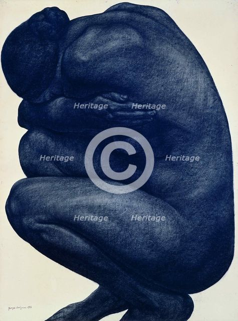 Squatting Female Nude, 1916. Creator: Dorignac, Georges (1879-1925).
