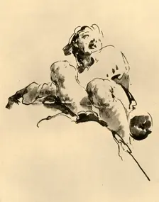 Squatting Youth mid 18th century, (1928). Artist: Giovanni Battista Tiepolo