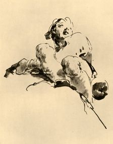 Squatting Youth mid 18th century, (1928). Artist: Giovanni Battista Tiepolo