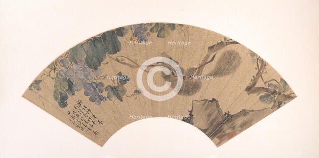 Squirrel and Grape, dated 1868. Creator: Liu Deliu (Chinese, 1806-1875).