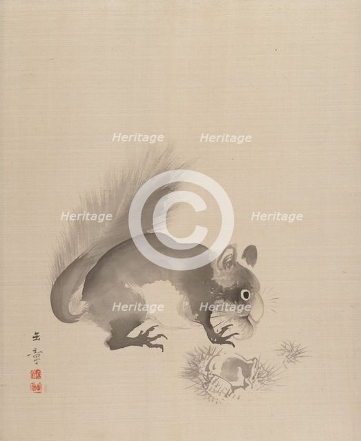 Squirrel Eating Chestnuts, 1887-92. Creator: Gyokusho Kawabata.