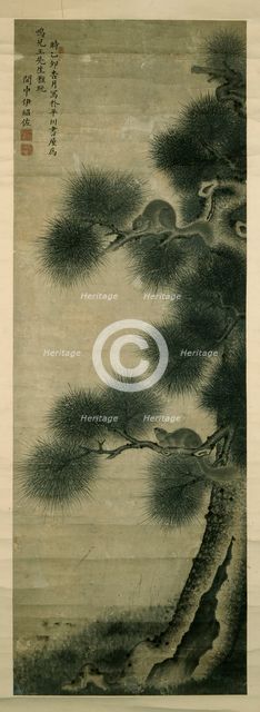 Squirrels on a pine tree, 1795 - 1855. Creator: Yi Shaozuo.