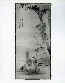Squirrels on Bamboo and Rock, 1812. Creator: Gyokusen