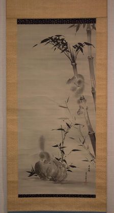 Squirrels on Bamboo and Rock, 19th century. Creator: Kano Osanobu