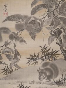 Squirrels Gathering Chestnuts, ca. 1887. Creator: Kawanabe Kyosai