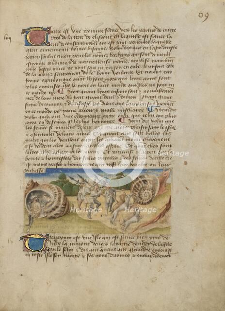 Sri Lanka (Trapponee); Livre des merveilles du monde (Book of the Marvels of the..., about 1460-65. Creator: Master of the Geneva Boccaccio.