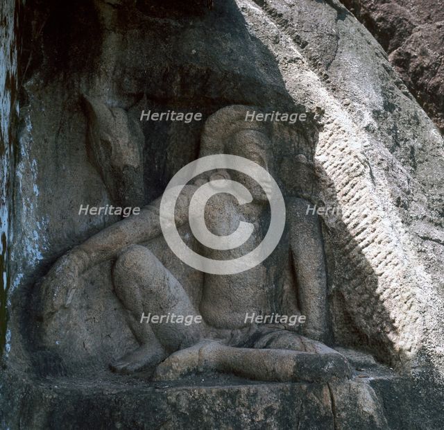 Sri Lankan carving of Anuradhapura Parjanya and his horse Agni, 6th century. Artist: Unknown
