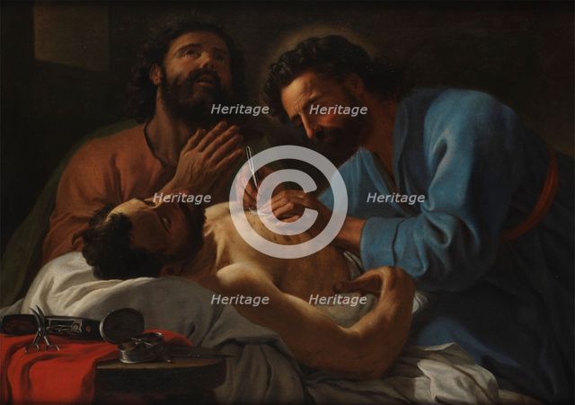 SS  Cosmas and Damian dressing a chest wound , 1748. Creator: Antoine de Favray.