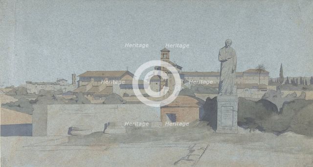 SS. Giovanni e Paolo, seen from the Villa Mattei, Rome, . Creator: Jean Achille Benouville.
