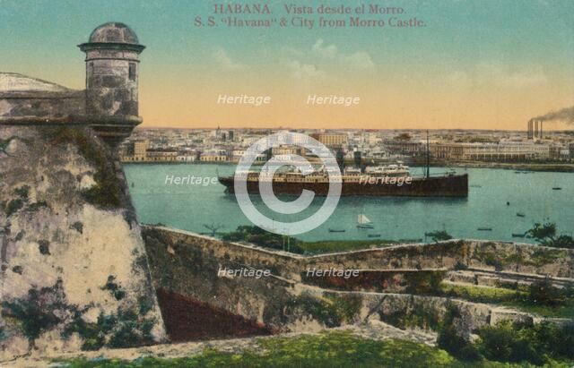 SS Havana and city from Morro Castle, Havana, Cuba, c1910. Artist: Unknown