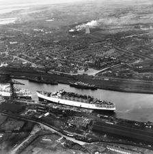 SS Himalaya moored in Buccleuch Dock, Barrow-in-Furness, Cumbria, 1948. Artist: Aerofilms