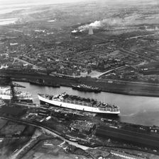 SS Himalaya moored in Buccleuch Dock, Barrow-in-Furness, Cumbria, 1948. Artist: Aerofilms
