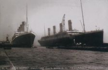 S.S. Olympic entering dock with S.S. Titanic alongside 1912