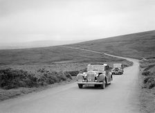 SS Stanley's Jaguar SS leading RS Mantle's Standard Flying 12 at the MCC Torquay Rally, July 1937. Artist: Bill Brunell
