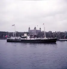 SS Patricia passing the Tower of London, c1953. Creator: Arthur Charles Kirby Ware