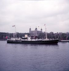 SS Patricia passing the Tower of London, c1953. Creator: Arthur Charles Kirby Ware