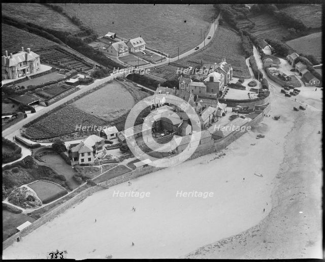 St Columb Porth Beach and the beach fronting properties, St Columb Porth, Newquay, Cornwall, c1930s Creator: Arthur William Hobart.
