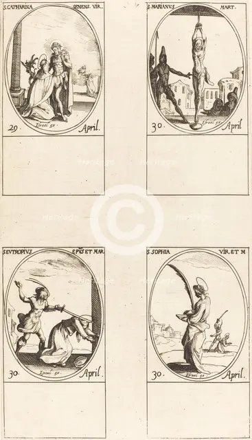 St. Catharine of Siena; St. Marian; St. Eutropius; St. Sophia. Creator: Jacques Callot.