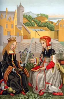 St Catherine and St Agnes 15th century, (1870). Artist: Franz Kellerhoven