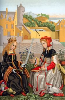 St Catherine and St Agnes 15th century, (1870). Artist: Franz Kellerhoven