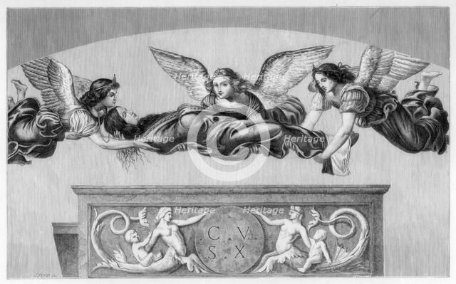'St Catherine Carried to her Tomb by Angels', 1520-1523 (1870). Artist: Unknown