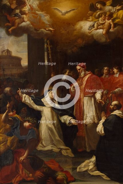 St Catherine Imploring Pope Gregory XI to Return from Avignon to Rome, early-mid 18th century. Creator: Marco Benefial.