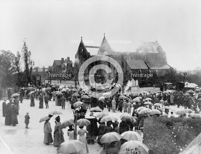 St Catherine's church, Hatcham, London, burnt down by suffragettes on 6th May 1913. Creator: Unknown.