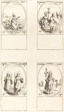St. Calistratus; Sts. Cyprian and Justina; Sts. Comus and Damian; St. Elzear, Count. Creator: Jacques Callot